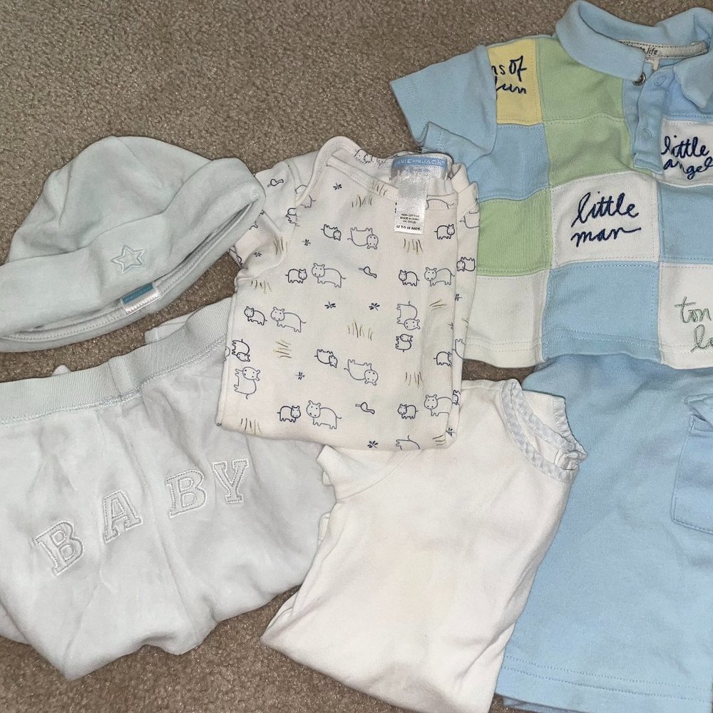 Janie and Jack boys vintage layette velour baby pants hat onesies plus outfit
